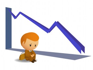 Sad businnessmen with fail graph